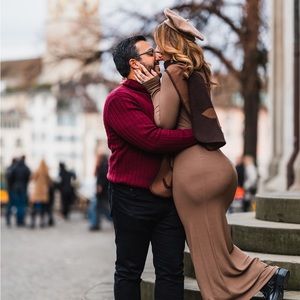 Skims XL bodycon ribbed brown maxi dress